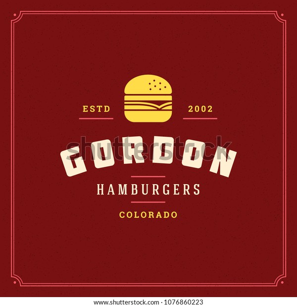 Burger Logo Vector Illustration Hamburger Silhouette Stock Vector