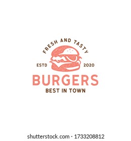 Burger logo vintage retro hipster stamp sticker design vector