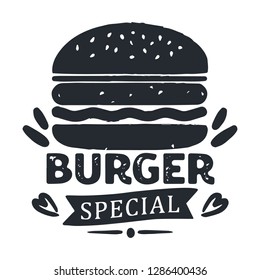 burger logos in flat icon style  compositions with label