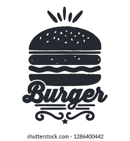 burger logos in flat icon style  compositions with label