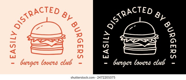 Burger lover club funny quotes sayings retro vintage aesthetic shirt