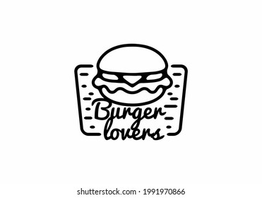 Burger lovers line art illustration design