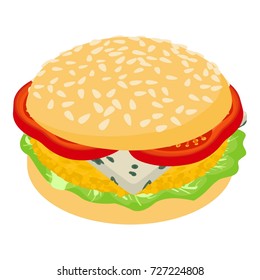 Burger lunch icon. Isometric illustration of burger lunch icon for web