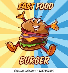 Burger Mascot Cartoon