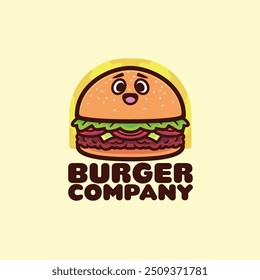 Burger mascot cartoon character logo design