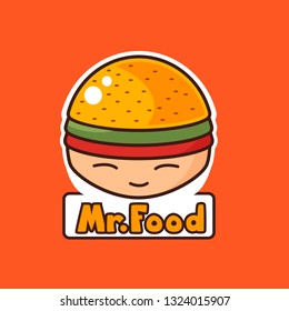 burger mascot character design logo vector template