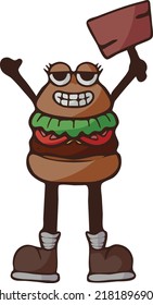 
vector de ilustración de carácter de mascota de hamburguesa para el tema de alimentos