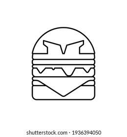 burger mascot. coloring activities for children. children's learning tools for coloring. Gladiator burger cartoon vector illustration. burger mascot. without color