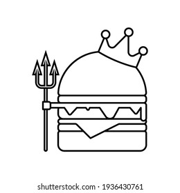 burger mascot. King burger cartoon vector illustration. burger mascot. without color. coloring activities for children. children's learning tools for coloring. isolated in white