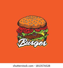 burger mascot logo design vector with modern illustration concept style for badge, emblem and tshirt printing. fresh burger illustration for resto and cafe.

A
