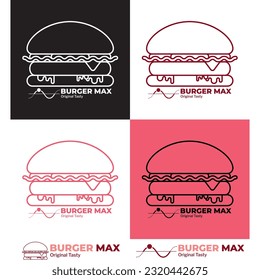 Burger Max Original Tasty simple vector de logotipo