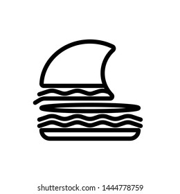 Burger with meat and cheese and vegetables  for eat concept ,Thin line icons ,Vector Illustration for symbol web stock 