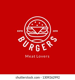 Burger meat lovers logo icon vector template illustration