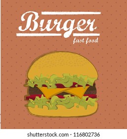burger with meat over vintage background. vector illustration