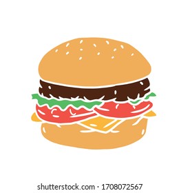Sándwich de carne de hamburguesa. icono de la hamburguesa. Quemadores vectoriales