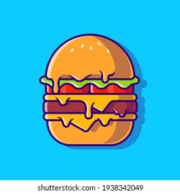 Burger Melted Cartoon Vector Icon Illustration. Food Burger Icon Concept Isolated Premium Vector. Flat Cartoon Style