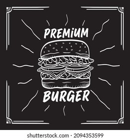 Burger menu design in black and white outline
