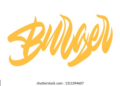 Burger menu hand drawn vector lettering design. Comics style. Design for t shirt printing Vector Graphic - Vector