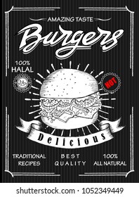 burger, menu, poster