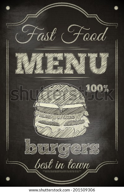 Burger Menu Poster On Chalkboard Vector Stock Vector (Royalty Free ...