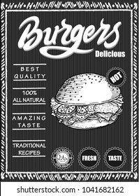 burger, menu, poster, sketch