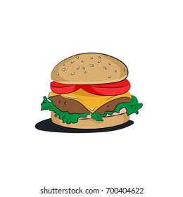 Burger Menu.Vector illustration of a burger retro sketch style. Burger house.