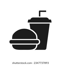 Burger Milk Shake Glyph Icon Isolated Vector Illustration