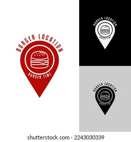 burger monogram logo design set, flat design. spot burger icon, location burger icon, simple, fast food. delicious, for restaurant logo