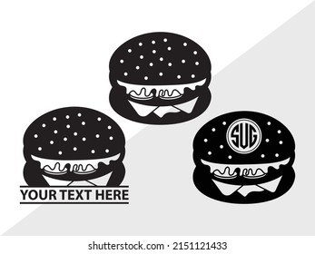 Burger Monogram Printable Vector Illustration