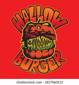 The burger monster for Halloween in illustration