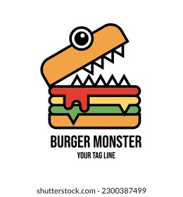 Burger monster logo design idea