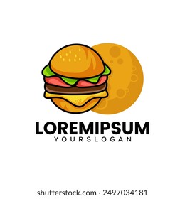 burger and moon logo design 
