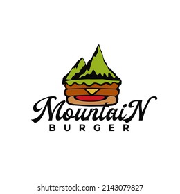 Plantilla de diseño del logotipo del vector de la montaña Burger