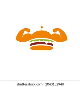 burger muscle logo design for your brand and company emblem