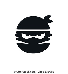 burger ninja food restaurant simple logo vector illustration template design