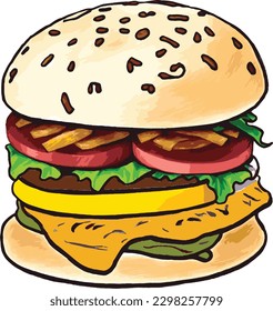Burger sin fondo listo para usar vector  