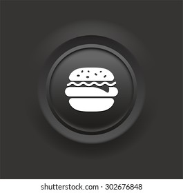 Burger on Black Bevel Round Button