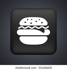 Burger on Black Square Button