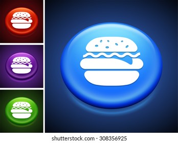 Burger on Blue Round Button