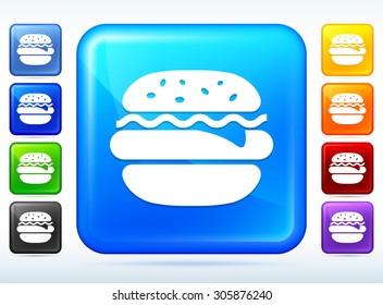 Burger on Blue Square Button