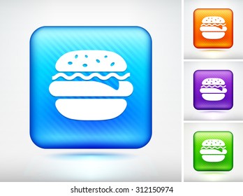 Burger on Blue Square Button