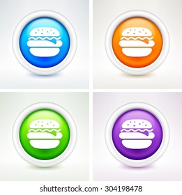 Burger on Colorful Round Buttons