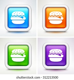 Burger on Colorful Square Buttons