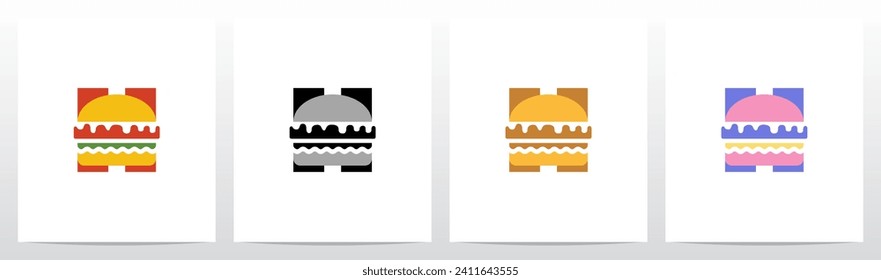 Burger On Letter Logo Design H
