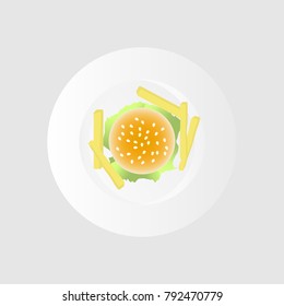 
Burger on top on a plate