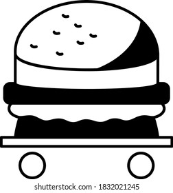 Burger on Wheel Concept Vector Glyph Icon Design, Coronavirus contactless food delivery symbol on white background, Touchless Snacks Delivery Sign,