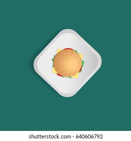Burger on the white plate