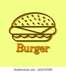 Burger on a yellow background 3d, vector