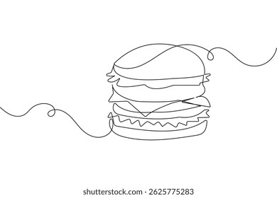 Burger um desenho linha minimalista esboço vetor ilustração  