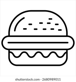 Vector de ilustración de icono de contorno de hamburguesa de alta calidad